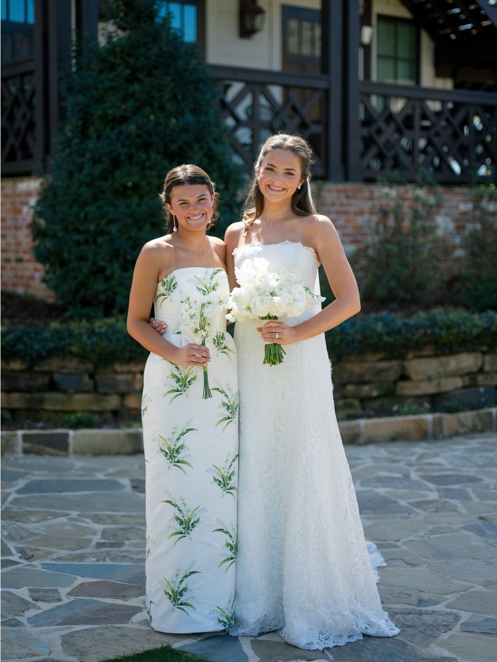 White with green flowers Lula Kate Bridesmaid Dress